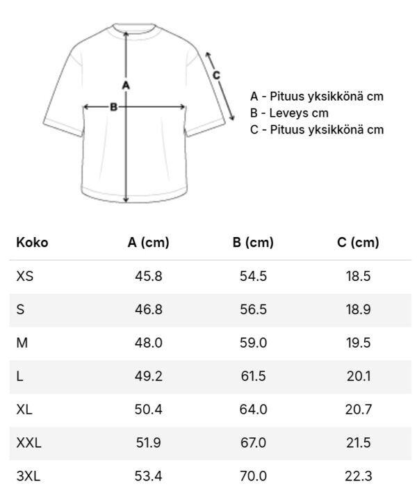 Naisten cropped t-paita kokotaulukko Naisten cropped t-paita kokotaulukko